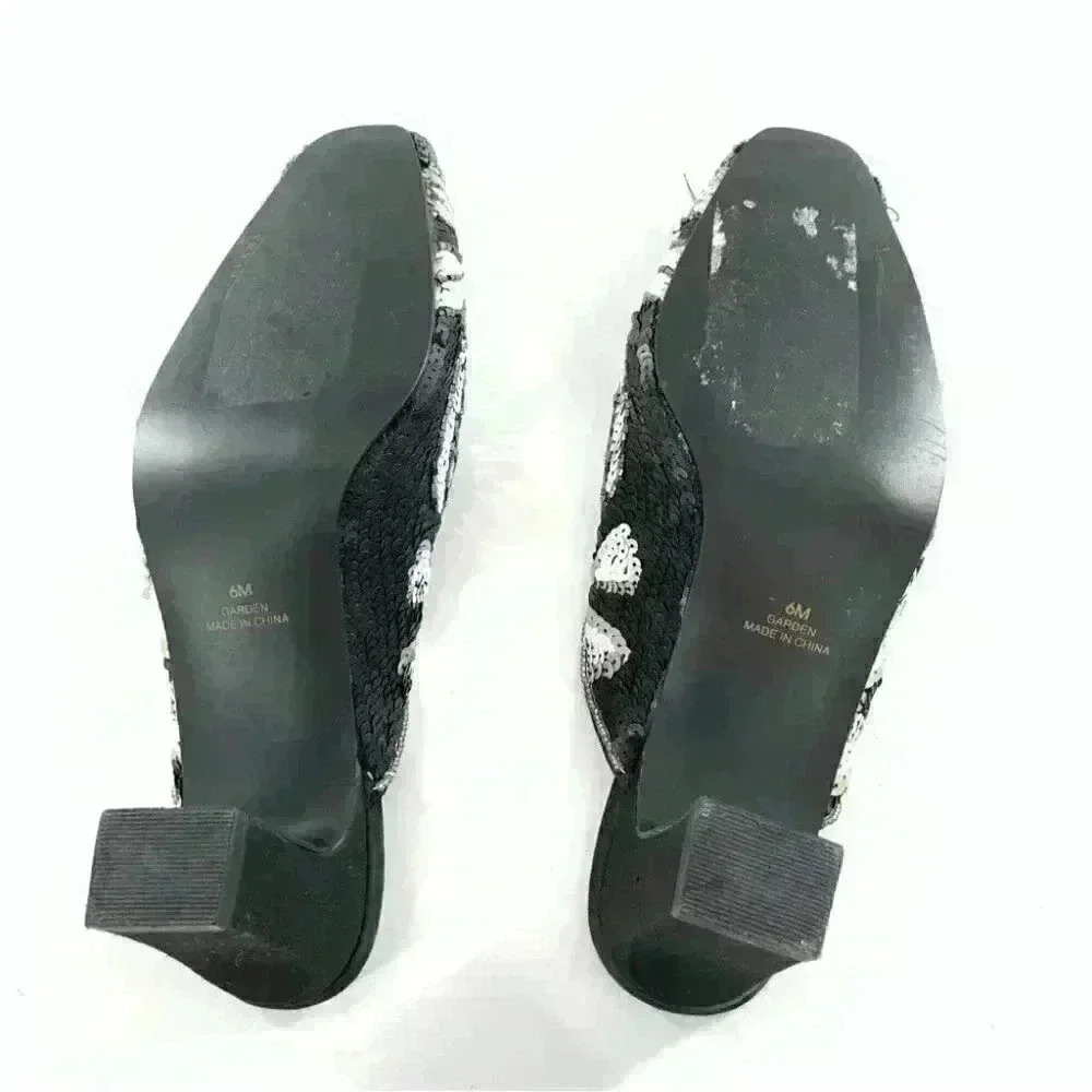 Valerie Stevens heels size 6 garden sequins multicolored mules vintage 80s 90s - Picture 5 of 13